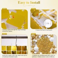 12Pcs Shimmer Wall Backdrop Sequin Panels Party Wedding Event Decor Multi-Color