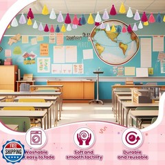 WILLBOND 4 Pcs Rainbow Tassel Garland Boho Classroom Decor Colorful Pastel Su