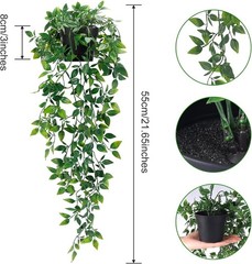Whonline Fake Hanging Plants, Artificial Small Potted Plants for Indoor Green