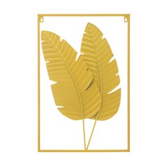 2PCS Wall Decorations Gold Iron Leaf Wall Hanging Home Decor w/Frame Wall Decor