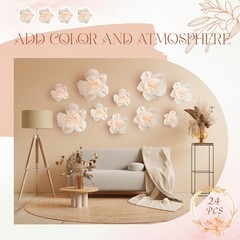 24 Pcs Tissue Flowers, Crepe Flowers Decorations 8″ 10″ 12″ for Wedding Party…
