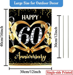 60th Anniversary Yard Sign Decoration Happy 60th Anniversary Wedding Outdoor …