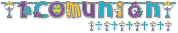 Amscan «1a Comunión» Jumbo Letter Paper Banner Kit, 2 Ct. | Party Decoration