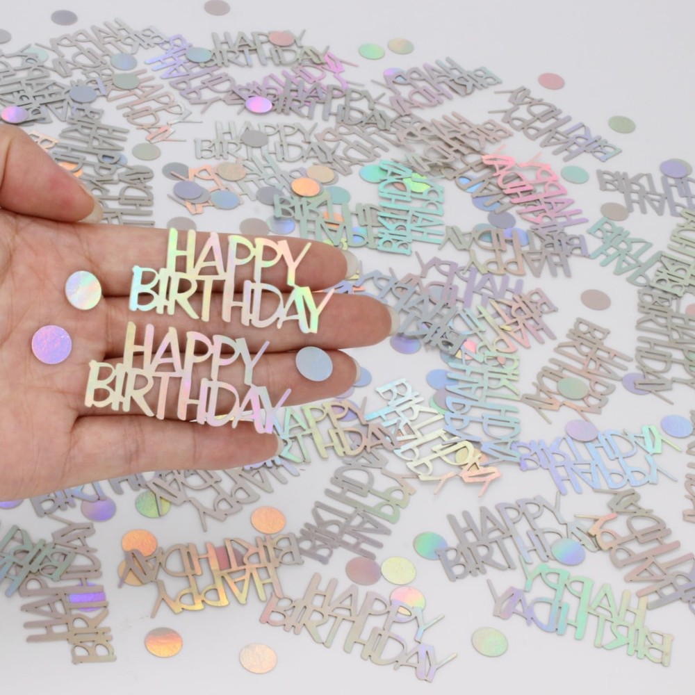 Birthday Confetti Glitter Happy Birthday Table Decorations 270 PCS Iridescent…
