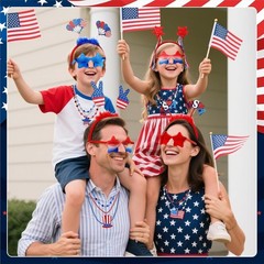 39 PCS Fourth of July Accessories Set – Patriotic Headbands, Glasses & Necklaces
