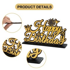 Black and Gold Table Decoration Happy Birthday Sign Centerpieces for Table Bi…