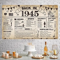 80th Birthday Party Decorations Vintage Back in 1945 Banner 80 Year …