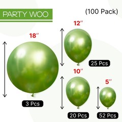 Metallic Green Balloons 100pcs Different Sizes of 18 12 10 5 Inch Metallic Ap…