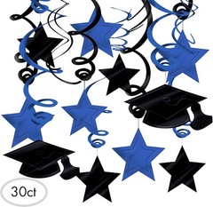TWO pcks Graduation Party Decorations, Hanging Foil Swirl Set, Mortar Board