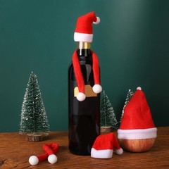 10pcs Christmas Bottle Scarf Hat Set Wine Bottle Decorations Festival Party Home