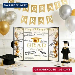 Black and Gold Graduation Party Decorations Class of 2026 – Extra Large 22″ x 14