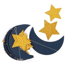 Navy-Blue Gold Moon-Star Party-Decorations Garland – 52Ft Twinkle Little Star…