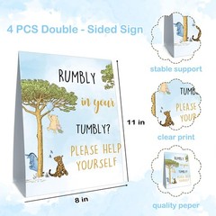 4PCS Winnie Table Sign Centerpieces – the Pooh 8×10 inches, Winnie-sky