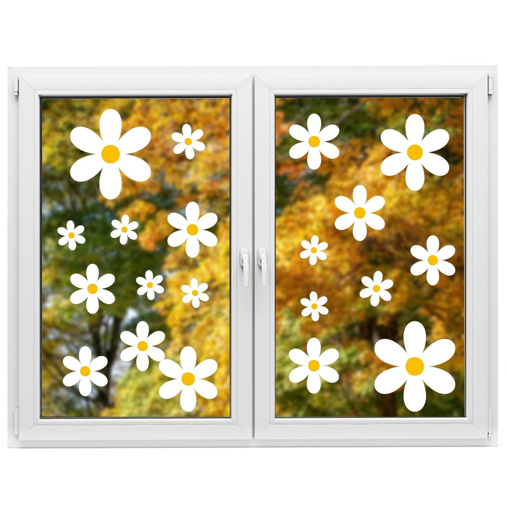 72pcs Daisy Window Clings, Summer Spring Stickers Cute Colourful