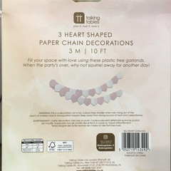 PAPER HEART GARLANDS 10 FT (PINK) BY TALKING TABLES NEW IN PACKAGE