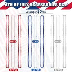 Bulk 12 Red, Blue & Silver 4th of July Party Necklaces for Festive Celebrations