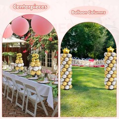 Balloon Stand – Set of 2, 56 Inch Height Adjustable Splicing Metal Pole Ballo…