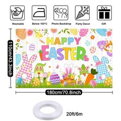 Happy Easter Banner Backdrop Spring Bunny Rabbit White Rustic Wooden Wall Photo