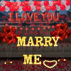 Marry Me Light Up Letters Proposal Decorations, 7Pcs 8.5″ Marry Me Sign, 24Pc…
