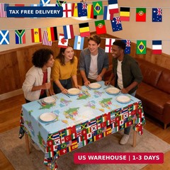 International World Flags Party Decorations Set,11M World Flag Bunting Banner &