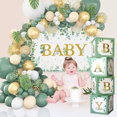 Sage Green Baby Shower Decorations 125PCS Green Balloon Arch Kit, Balloon Box…
