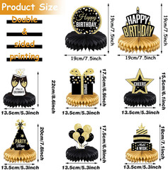 8 Pieces Happy Birthday Party Decorations Supplies Birthday Honeycomb Centerpiec