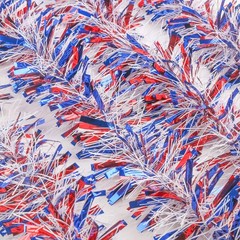 33ft Patriotic Tinsel Garland,Red White Blue Star Twisted Garland for 4th of Jul