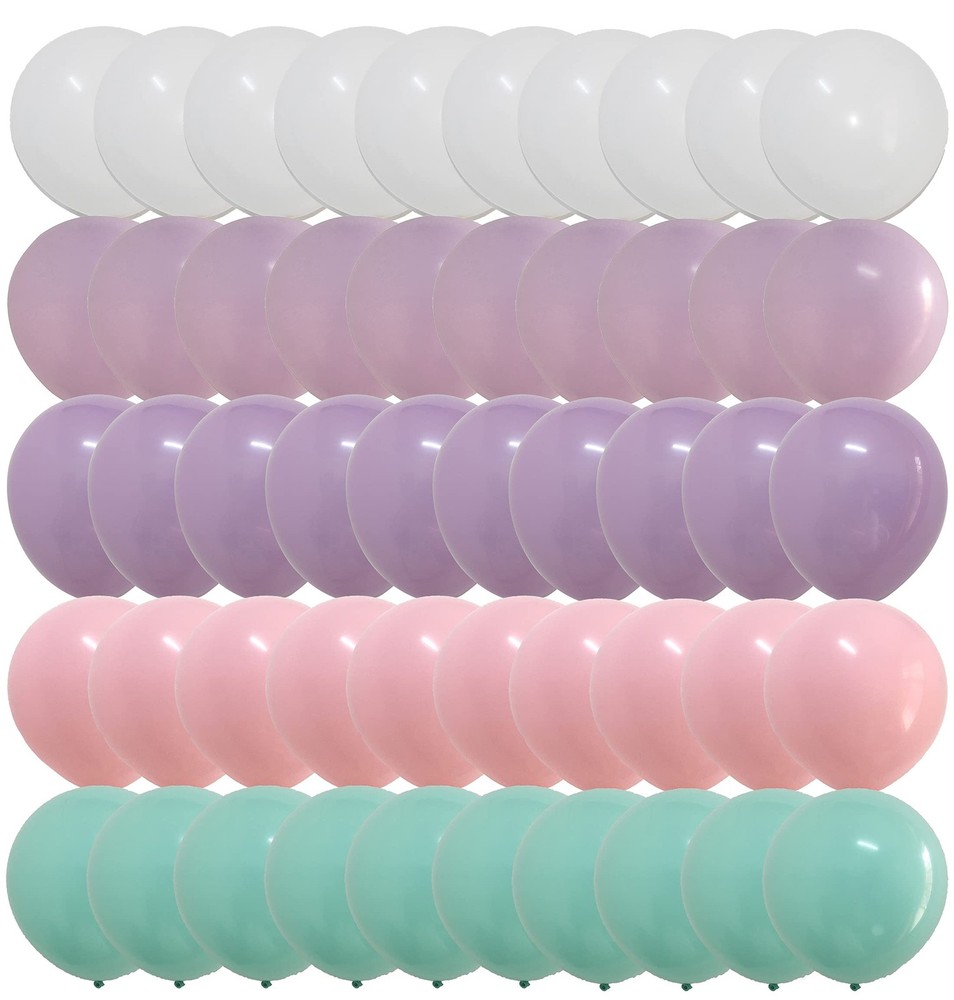Pastel Balloons 12 inch Pink, Purple, White Assorted for Baby Showers &