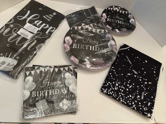 New Black Gray Birthday Supplies