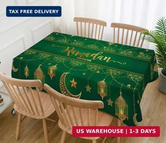 Hafangry Ramadan Mubarak Tablecloth Islamic Muslim Eid Decoration Golden Star Mo