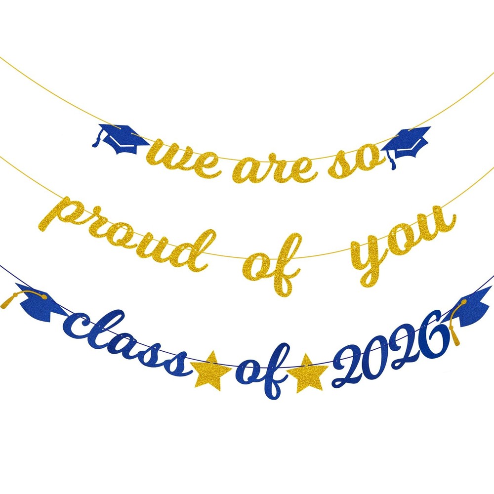 Graduation Banner 2026, Gold Glitter-We Are So Proud of You Graduation Party …