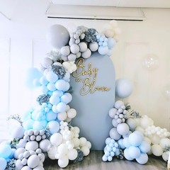 Double Pastel Blue Balloons Different Size 115Pcs 5/10/12/18 Inch Macaron Lig…
