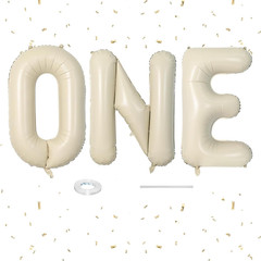 Happy Birthday Balloons Banner Beige,16 Inch Cream White Foil Letters Birthday S