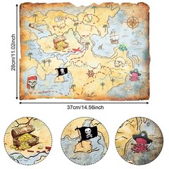 Outus 4 Pieces Treasure Map Party Accessory Gold Mind Treasure Map for Pirate…