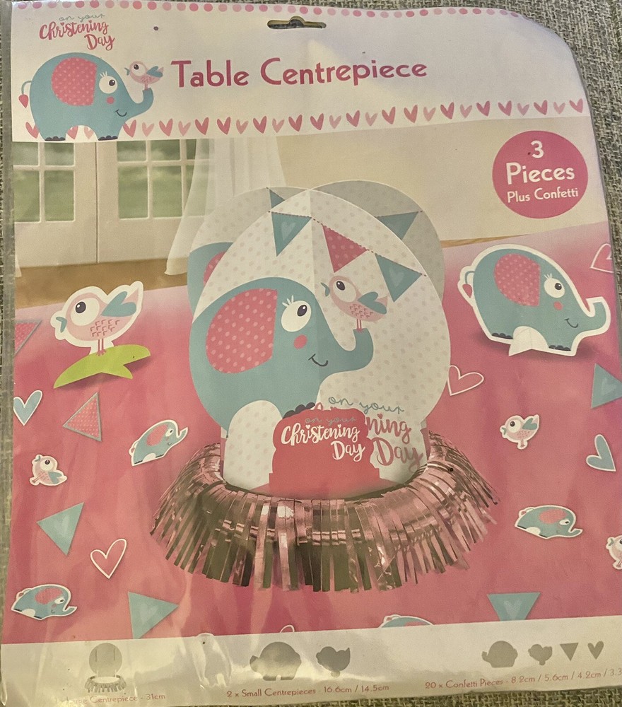 Christening Day Table Centrepiece Decorating Kit, 1 Large, 2 Small & Confetti