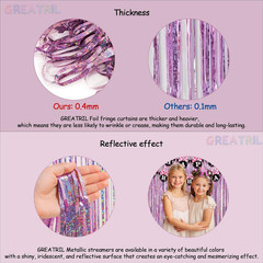 Pink Tinsel Curtain Party Backdrop – Foil Fringe Curtain Lilac Pink Party Strea