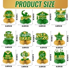 Green and Gold Graduation Decorations 2026,12pcs Green Graduation Table Decor…