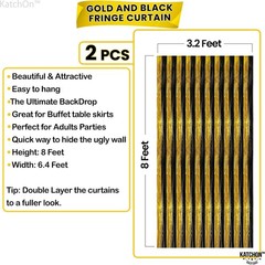 XtraLarge black and gold foil streamers fringe curtain pack of 2 8×3.2 feet f…