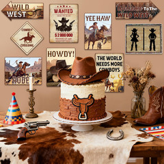 Western Party Decorations, Wild West Cowboy Rodeo Wall Signs Funny Tags for Part
