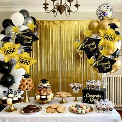 6Pcs Graduation Foil Balloons Include Black Grad Cap Balloon for Graduation P…