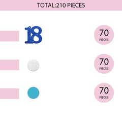200 PCS Number 18 Confetti Blue Glitter 18th Birthday Paper Decoration