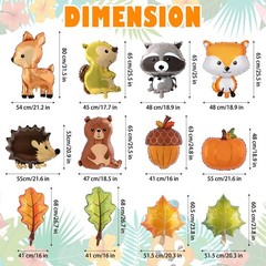 12Pcs Forest Animal Balloons, Woodland Baby Shower Decorations, Birthday Party D