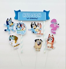 Personalized Bluey Themed Cake Topper