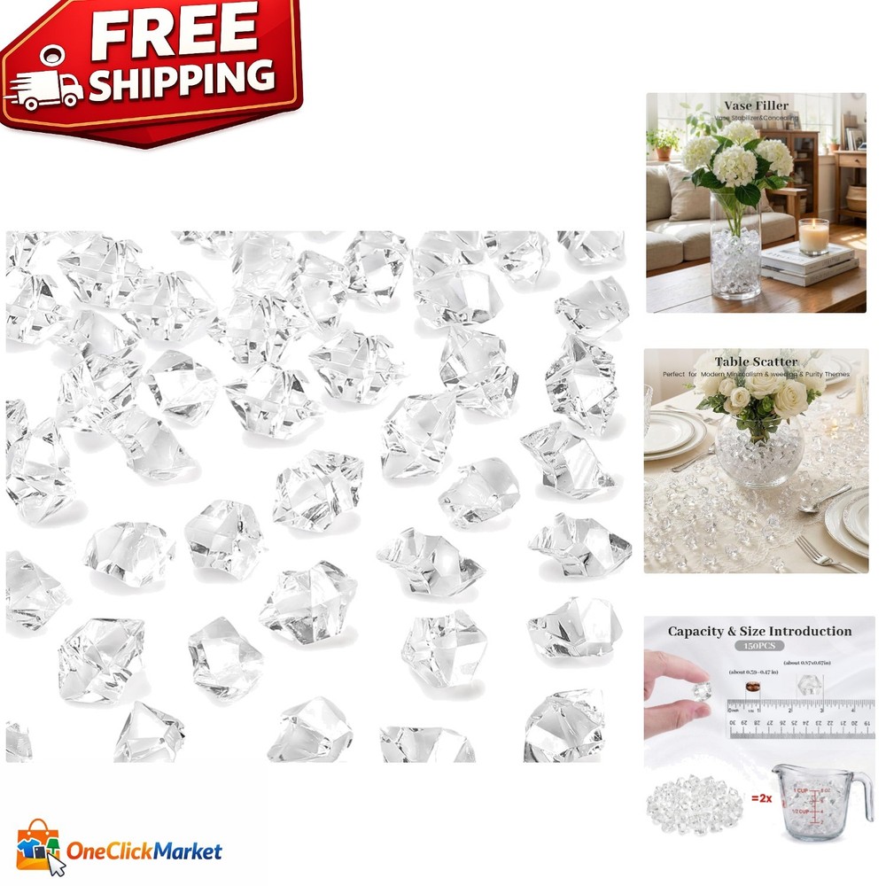 Stunning 150pcs Fake Ice Acrylic Diamonds for Elegant Centerpieces & Displays
