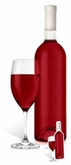 Red Wine Bottle and Glass with Mini Cardboard Cutout / Standup party decoration