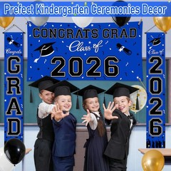 23 Pcs Blue 2026 Graduation Decor Set: Banner, Backdrop, Balloons & More!