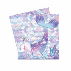 Purple Mermaid Party Decorations Set for Kids Birthday, Banner Plates Cups Napki