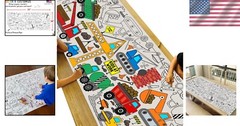 Construction-Themed Kids Coloring Tablecloth 30″ x 72″ – No Creases, Fun Part…