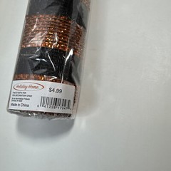 Holiday Home Black Orange Sparkle Stripe Mesh Halloween Party Decor NIP