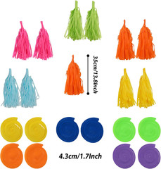 Party Decorations, 41 Pcs Multicoloured Papar Fans Pompoms Garlands String Tissu